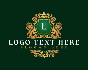 Crown - Luxury Lion Shield logo design