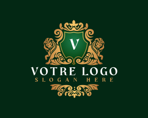 Aristocrat - Luxury Lion Shield logo design