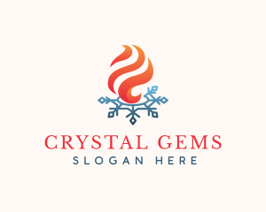 Flame Ice Snowflake logo design