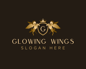 Crown Shield Wings Pegasus logo design