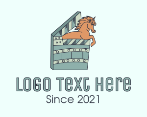 Movie House - Horse Clapperboard Film logo design