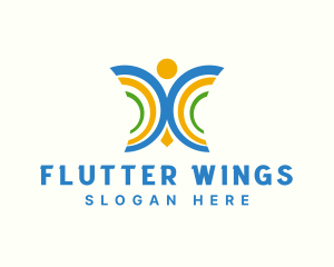 Butterfly - Rainbow Butterfly Wings logo design