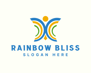 Rainbow Butterfly Wings logo design