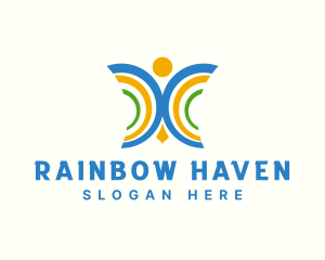 Rainbow Butterfly Wings logo design