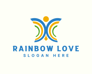 Rainbow Butterfly Wings logo design