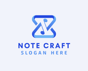 Note - Blue Musical Notes logo design