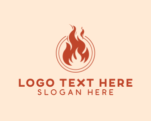 Heating - Fire Flame Heating logo design