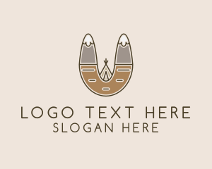 Letter U - Outdoor Mountain Tepee logo design