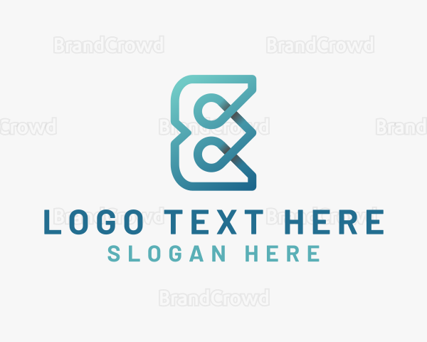 Gradient Monoline Thread Letter E Logo