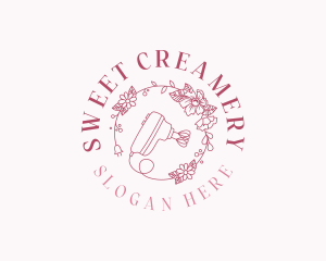 Floral Baking Stand Mixer logo design