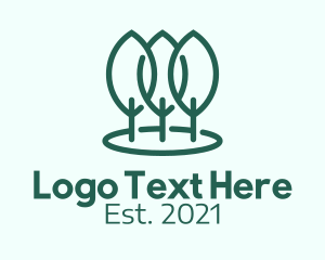 Forest - Green Tree Outline logo design