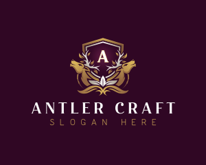 Deer Shield Antler logo design