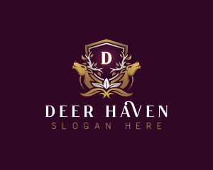 Deer Shield Antler logo design