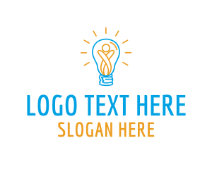 Human - Abstract Human Lightbulb logo design