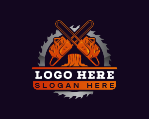 Forestry - Chainsaw Log Cutter logo design