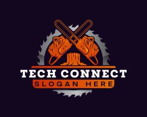 Woodcutting - Chainsaw Log Cutter logo design