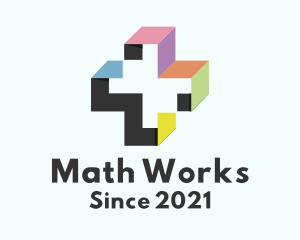Math - 3D Geometric Cross logo design