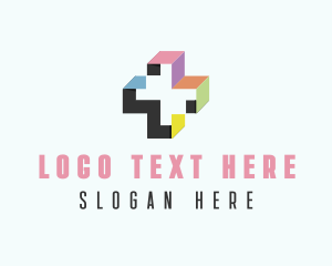 3D Geometric Cross logo design