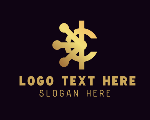 Foreign Exhange - Gold Cryptocurrency Letter C logo design