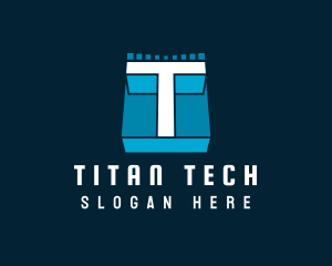 Futuristic Letter T Technology logo design