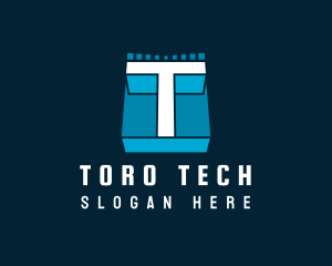 Futuristic Letter T Technology logo design