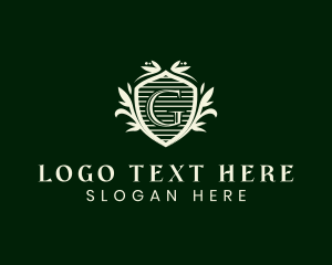 Leaf - Ornate Floral Shield logo design