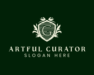 Curator - Ornate Floral Shield logo design