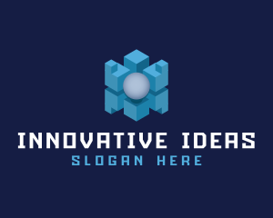 Isometric Cube Sphere logo design