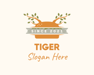 Vegetarian - Vegan Hamburger Banner logo design