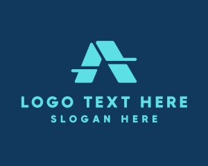 Online - Blue Tech Letter A logo design