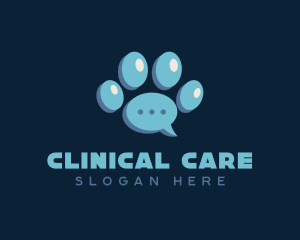 Paw Print Chat Bubble logo design