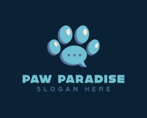 Paw Print Chat Bubble logo design