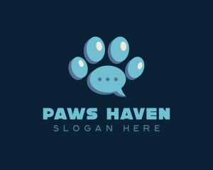 Paw Print Chat Bubble logo design