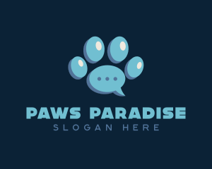 Paw Print Chat Bubble logo design