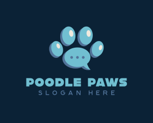 Paw Print Chat Bubble logo design