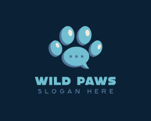 Paw Print Chat Bubble logo design