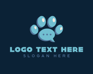 Pet Grooming - Paw Print Chat Bubble logo design