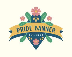 Handcrafted Floral Banner logo design