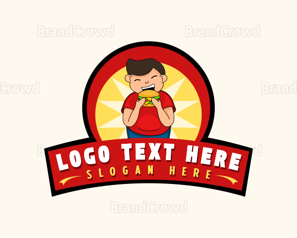 Boy Hamburger Snack Logo