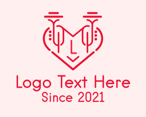 Brass Band - Red Trumpet Heart Letter logo design