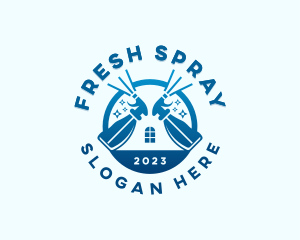 Clean Sanitation Spray Bottle logo design