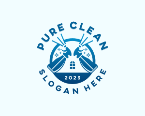 Clean Sanitation Spray Bottle logo design