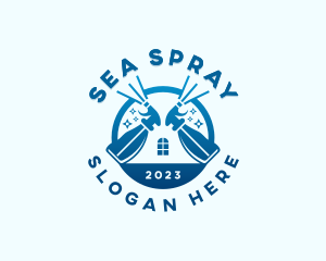 Clean Sanitation Spray Bottle logo design