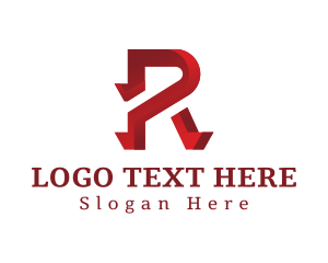 Serif - Red Shadow R logo design