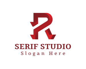 Serif - Red Shadow R logo design