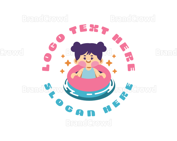 Cute Girl Swimming Logo