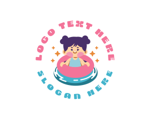 Floatie - Cute Girl Swimming logo design