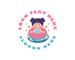 Cute Girl Swimming Logo