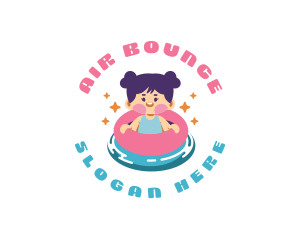 Cute Girl Swimming logo design