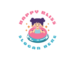 Cute Girl Swimming logo design